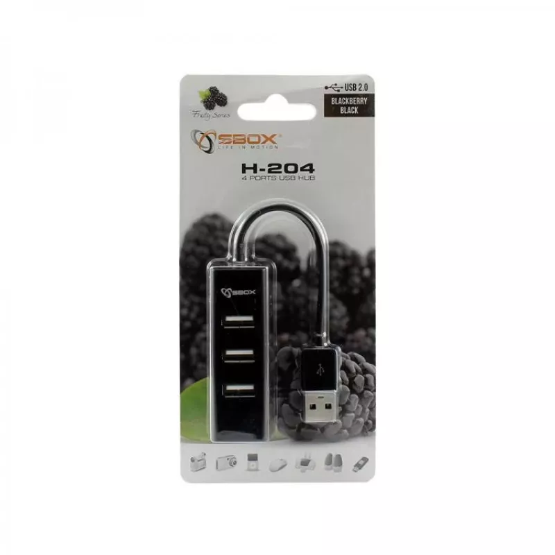 Sbox H-204 USB 4-port HUB čierny