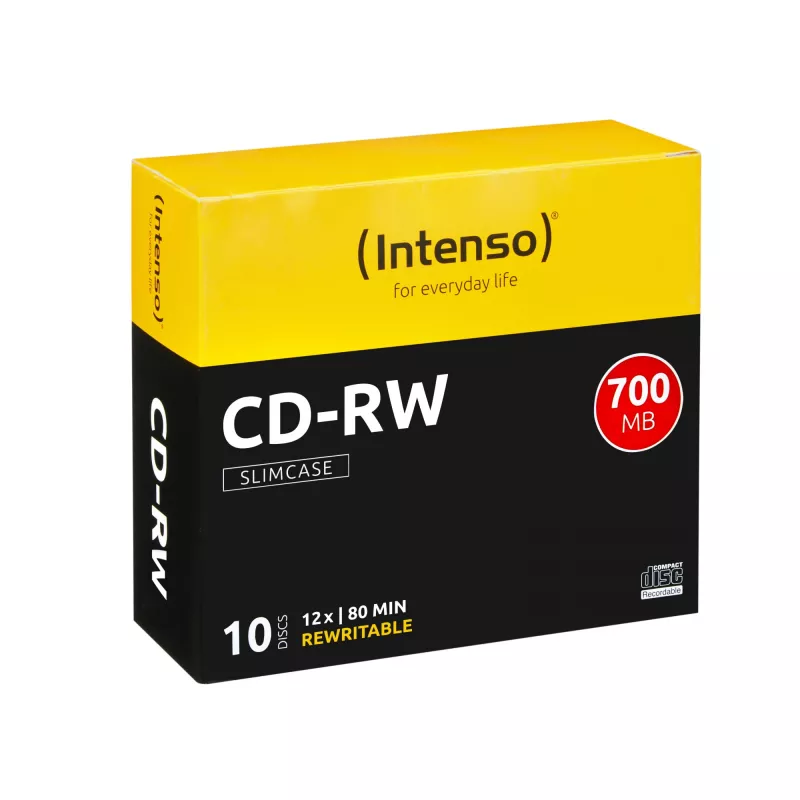 Prepisovateľné CD-RW INTENSO 700 MB / 80 min, 12x, balenie 10 ks, 120 mm (Slimcase)
