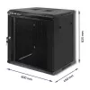 Qoltec 54488 19-palcová nástenná rack skriňa, 12U, 600 x 635 x 450 mm, perforované dvere