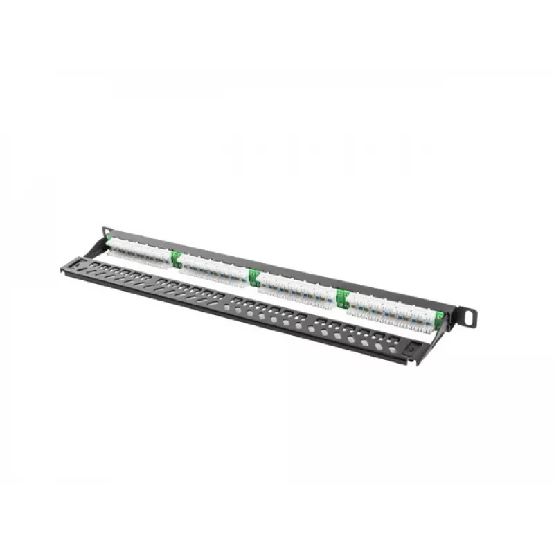 Lanberg PPU5-0024-B - RJ-45 - Cat5, Cat5e - čierna - kov - racková montáž - 0,5HE (PPU5-0024-B)