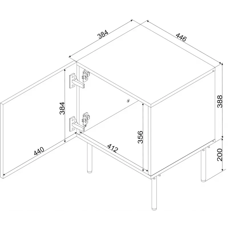 Sada nočných stolíkov 2 ks Cama Meble ISLA 44,5×40×59 cm čierna matná MDF/drevotrieska