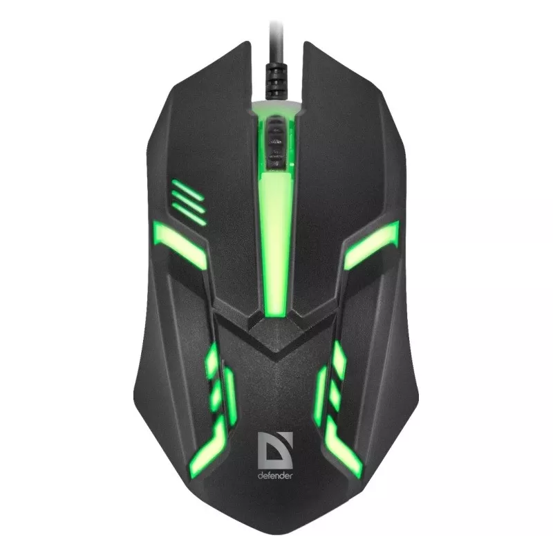Káblová optická myš DEFENDER CYBER MB-560L — obojručná, 1200 DPI, USB Type-A, 2 tlačidlá, čierna