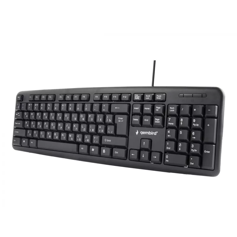 Klávesnica Gembird KB-U-103-RU kancelárska USB QWERTY anglická ruská čierna
