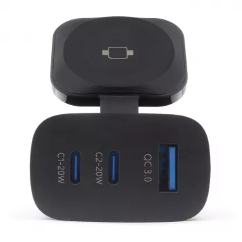 RealPower 450476 mobilná nabíjačka powerbank, smartwatch, tablet čierna AC bezdrôtové nabíjanie rýchle nabíjanie do interiéru
