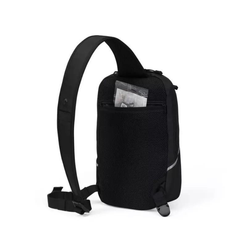 DICOTA Reflective taška cez rameno pre tablet do 12,9 palca, 600D RPET, čierna