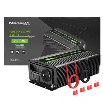 Automobilový menič Qoltec Monolith 2000 W čierna 12 V