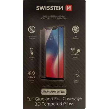 Tvrdená sklenená ochranná fólia displeja SWISSTEN pre Samsung Galaxy S20+ — 3D plné lepenie, ultra odolná, čierna
