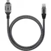 Ethernet kábel USB-C 3.2 Gen2 konektor samec > RJ-45 konektor samec, LAN adaptér čierny/strieborný, 1,5 metra, pletené textilné opláštenie