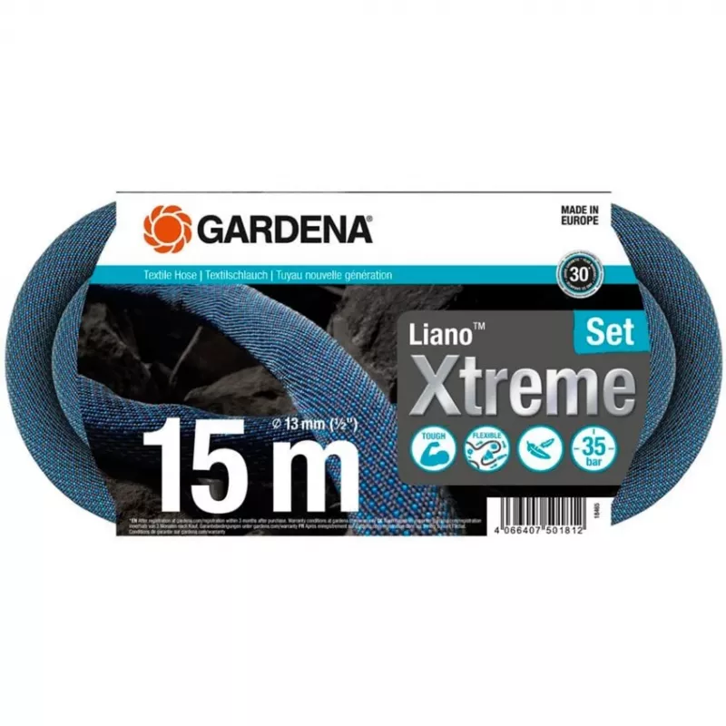 Gardena Liano záhradná hadica 15 m PVC čierna modrá sivá