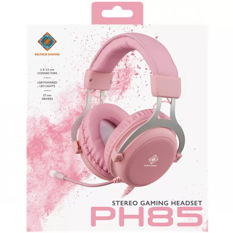 Deltaco GAM-030-P slúchadlá a headset káblové s čelenkou herné USB Type-A ružová (GAM-030-P)