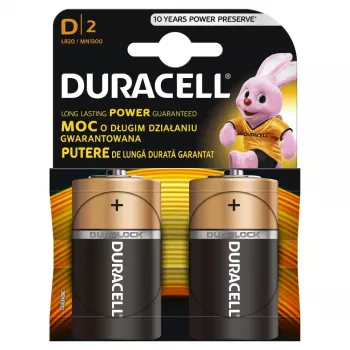 Duracell Basic D (R20) batéria — balenie 2 ks, primárne zinko-uhlíkové články