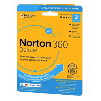 Norton 360 Deluxe | 3 zariadenia | 1 rok | 25 GB cloudového úložiska | EU