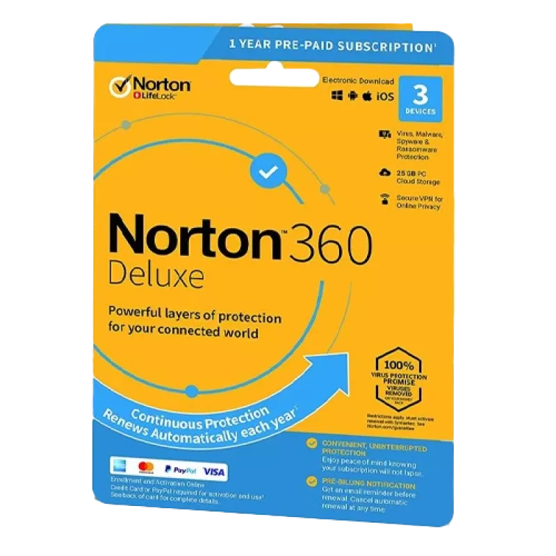 Norton 360 Deluxe | 3 zariadenia | 1 rok | 25 GB cloudového úložiska | EU