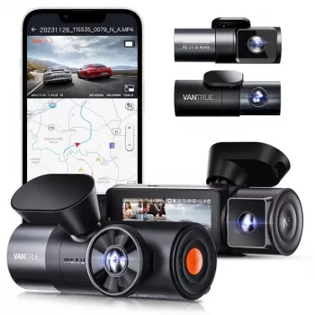 Auto-videorekordér VANTRUE N5 Nexus 5 — 4-kanálová dashcam, 2592×1944 hlavná kamera, 160° predná/vnútorná, GPS, WLAN, IPS displej, MicroSD do 512 GB