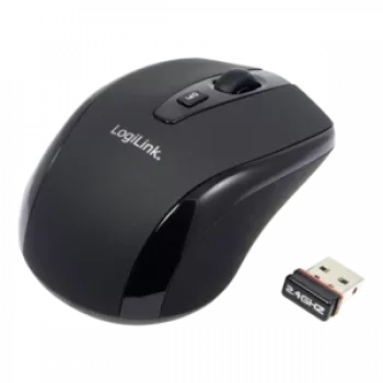 LogiLink myš optická bezdrôtová 2,4 GHz Mini - myš - optická - 3 tlačidlá - bezdrôtová - 2,4 GHz - bezdrôtový prijímač (USB) - čierna (ID0031)
