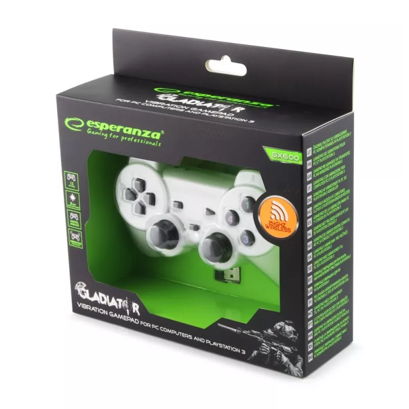 Esperanza EGG108W herný ovládač čierny, biely RF gamepad analógový / digitálny PC, Playstation 3
