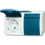 BUSCH JAEGER 20/2 EBW-53 - CEE 7/3 - 2P+E - modrá - biela - IP44 - 250 V - 16 A