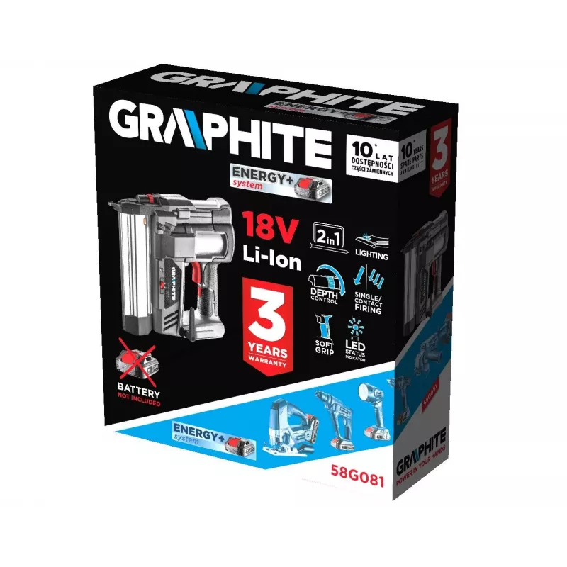 Graphite 58G081 Energy+ akumulátorová sponkovačka 2v1, 18 V Li-Ion, bez batérie