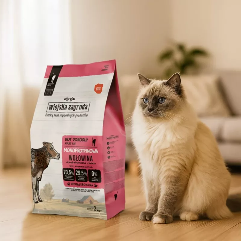 WIEJSKA ZAGRODA monoprotein hovädzie - suché krmivo pre mačky - 3 kg