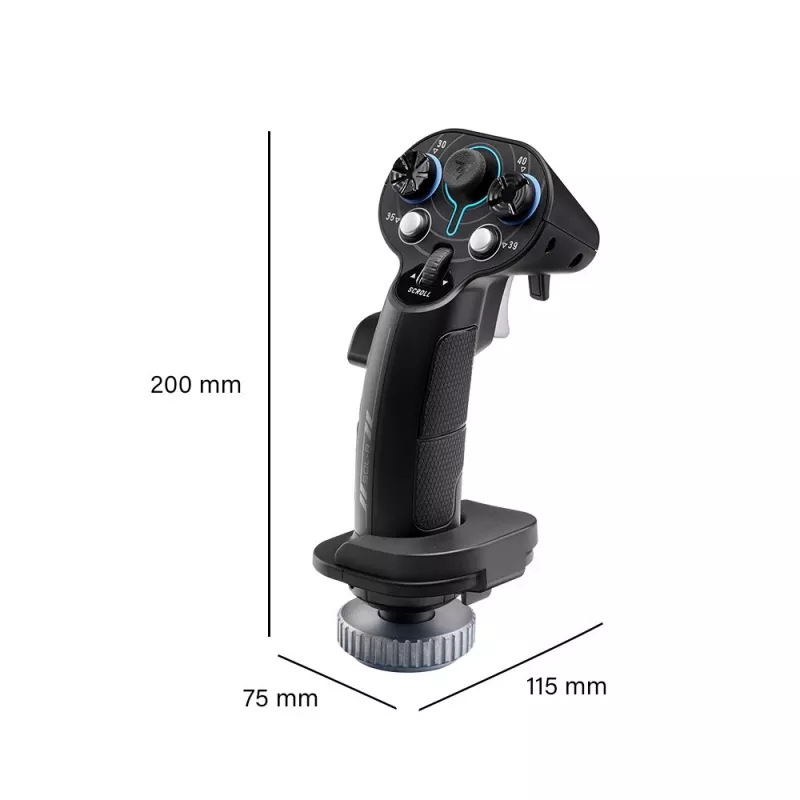 Prídavná rukoväť Flightstick Thrustmaster Sol-R 3 AVA, čierna, USB Type-C, analógový/digitálny, PC, 75×115×200 mm