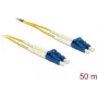 Optický kábel DELOCK 80159 OS2 50 m 2x LC → 2x LC, 9 µm, plný duplex, žltý/modrý