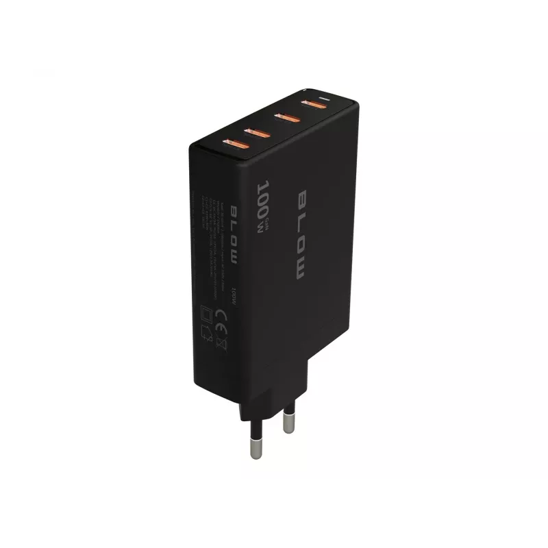 BLOW 4xUSB-C PD 100W GaN sieťová nabíjačka, čierna