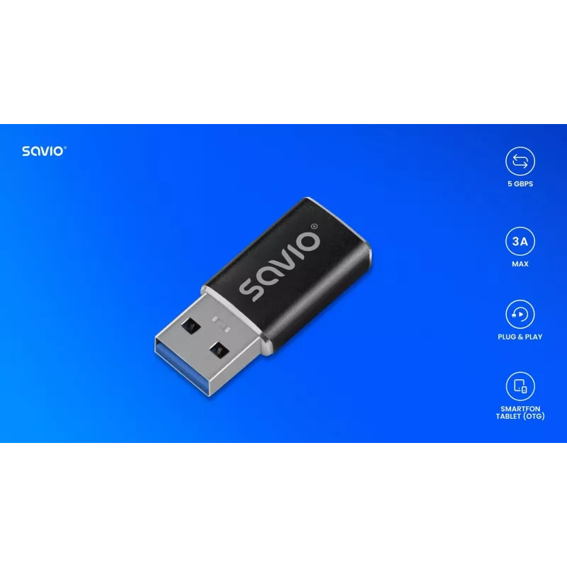 Savio AK-81 video kábel adaptér USB Type-C USB Type-A čierny