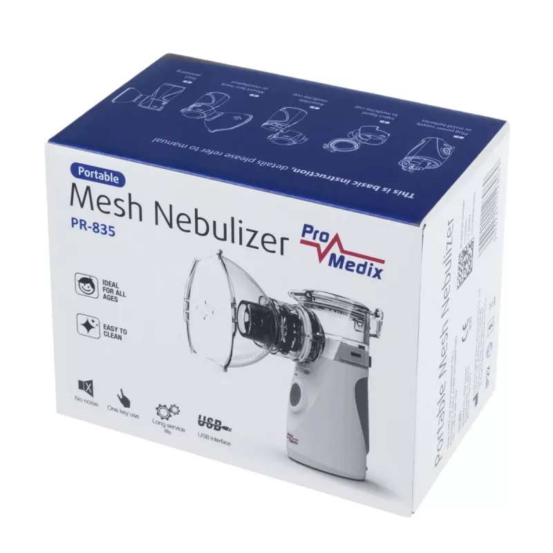 Prenosný mesh inhalátor ProMedix PR-835 USB nebulizér, batériový prenosný nebulizér
