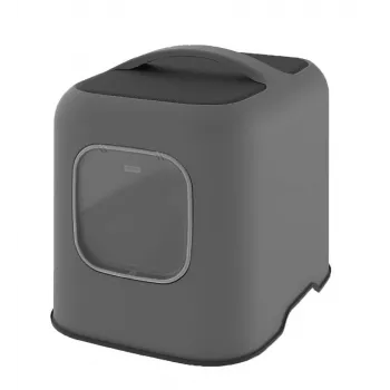 Rotho mačacia toaleta so strieškou BIALA, antracitový plast, 395×510×443 mm s lopatkou