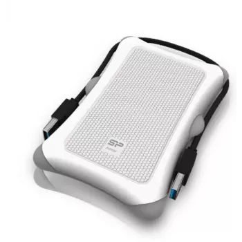 Puzdro na pevný disk Silicon Power Armor A30 — 2,5 palca, jeden slot, USB 3.2 Gen 1, biela, plast/guma