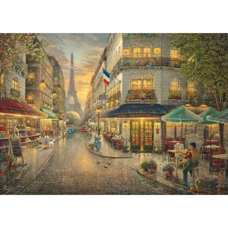 Drevené puzzle Thomas Kinkade Studios: Malerisches Paris (1000 dielikov)