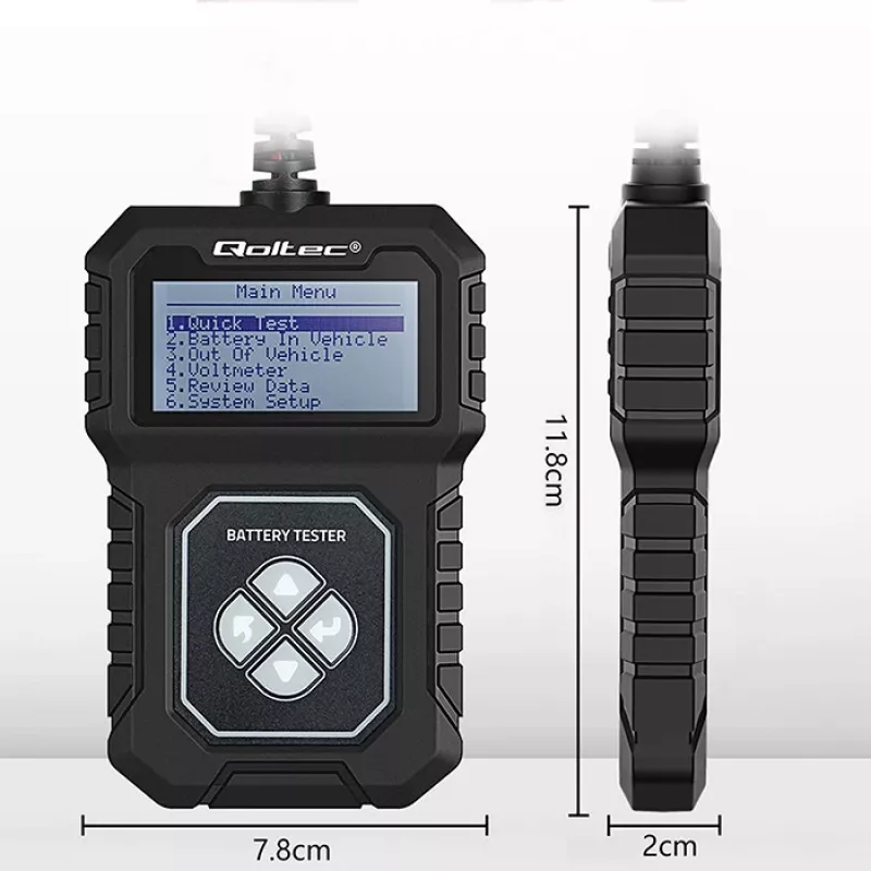 Qoltec digitálny tester batérií s LCD | Poľské menu | 12V | AGM | GEL | STD | 30-220AH