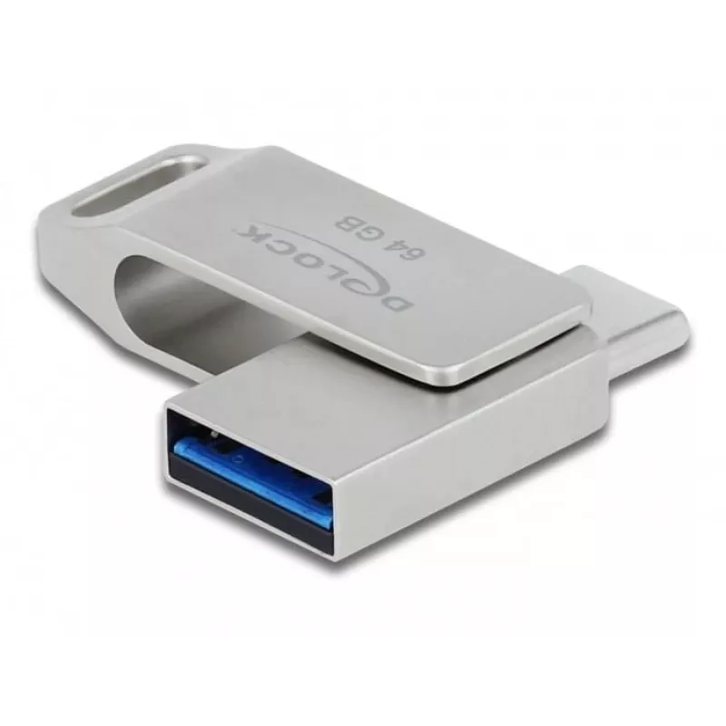 USB kľúč DeLOCK 64 GB USB-C Type-A otočný kovové puzdro
