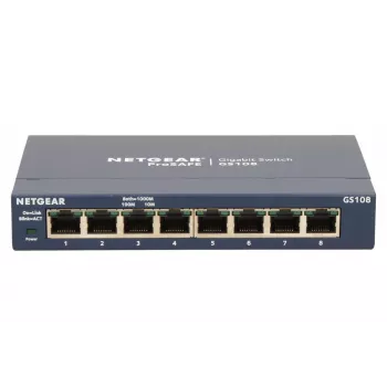 Neřízený switch NETGEAR GS108GE, 8 portov, Gigabit Ethernet, 16 Gbit/s