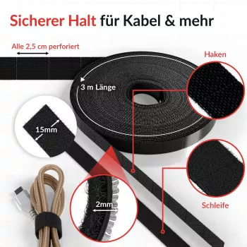 Label-The-Cable LTC RIP STRAP, rolka suchého zipsu odtrhávacia, čierna, 3 m (LTC 1410-3)