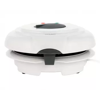 Waffleovač Adler AD 3038 – jedna okrúhla wafle, 1500 W, nastaviteľný termostat, nepriľnavé platne, sivá/biela