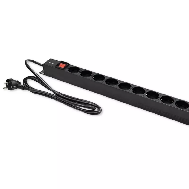 Qoltec hliníkový PDU pre RACK | 16A | 16 x Schuko | vertikálny | 1,8 m