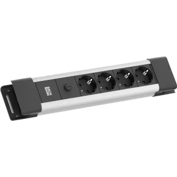 Bachmann CONNECTUS predlžovacia zásuvka s 3x CEE7 zásuvkami, 10 A, 2,0 m kábel, C14 konektor samec, sivá