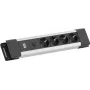 Bachmann CONNECTUS predlžovacia zásuvka s 3x CEE7 zásuvkami, 10 A, 2,0 m kábel, C14 konektor samec, sivá