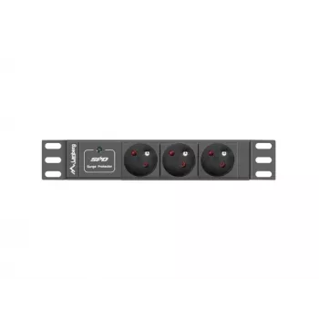 Predlžovacia zásuvka LANBERG PDU-03E-0200-BK — 1HE, 3x Type-E zásuvky, 220–250 V, 16 A, 2 m kábel, čierna