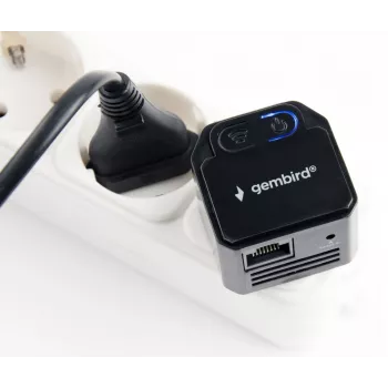 Sieťový opakovač GEMBIRD WNP-RP300-03-BK, 300 Mbps, 2,4 GHz, 802.11g, 1x RJ-45, interná 3 dBi anténa, AC 100–240V
