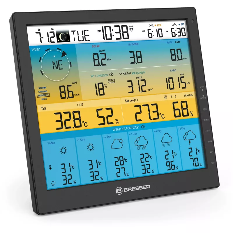 Bresser 7003220 Weather Center 7-in-1 Solar 6-Day 4cast Pro SF digitálna meteorologická stanica, LCD, čierna