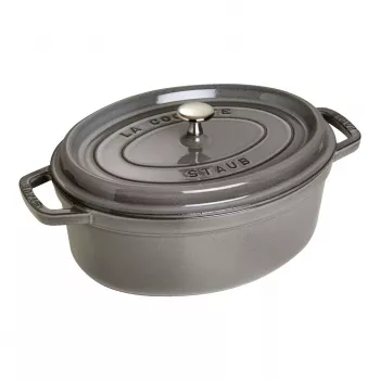 Oválna kokota z liatiny Staub 29 cm, grafitovo sivá