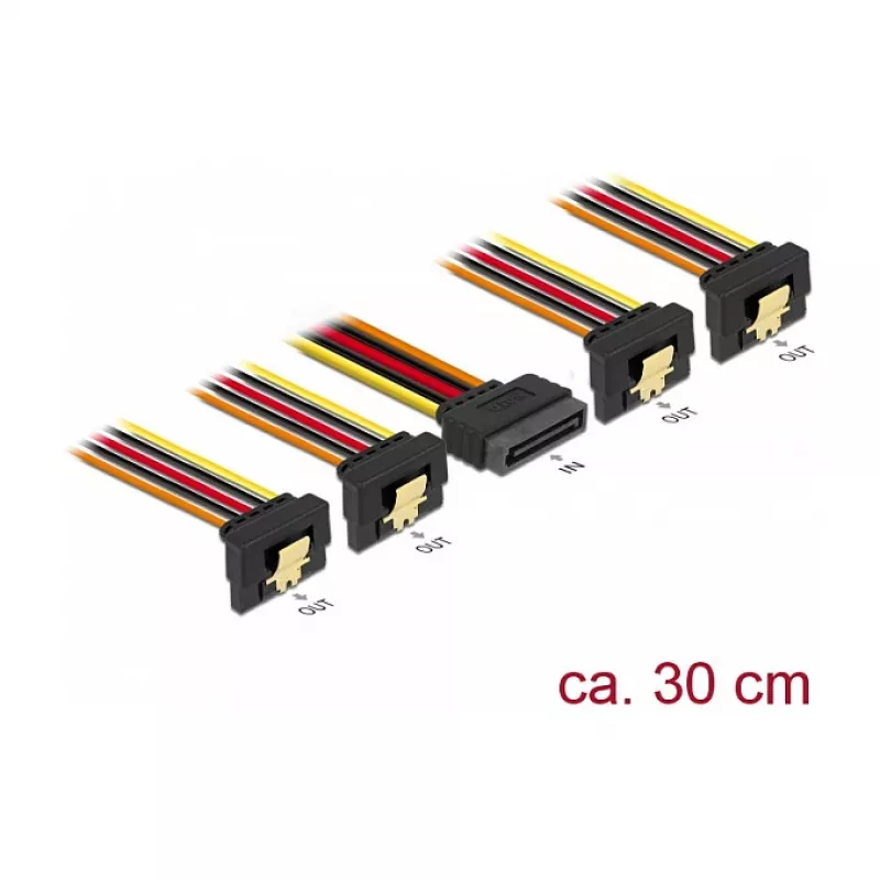 Interný napájací kábel DeLOCK 60167 0,3 m SATA 15-pinový na 4 x SATA 15-pinový