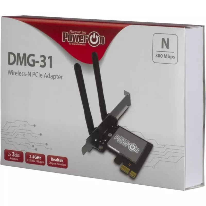 Inter-Tech DMG-31 - interná - bezdrôtová - PCI Express - Wi-Fi - Wi-Fi 4 (802.11n) - 300 Mbit/s (88888147)