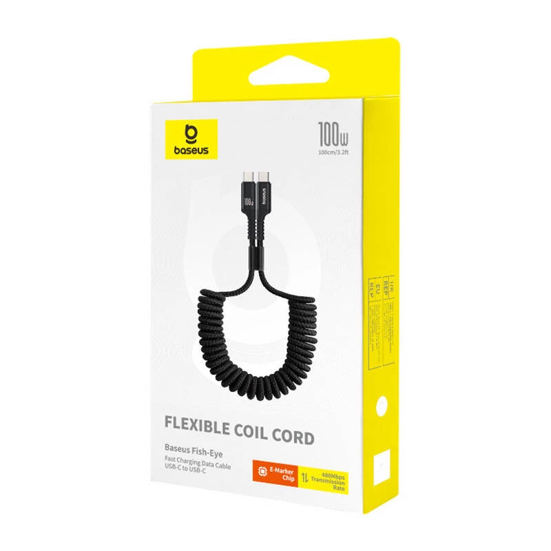 Baseus Fish-Eye USB-C na USB-C rýchlonabíjací kábel 1 m 100 W čierny