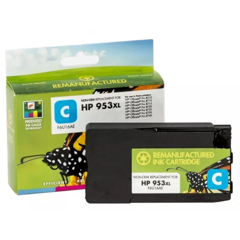 Kompatibilná Static Control HP 953XL (F6U16AE) atramentová kazeta, azúrová (nový čip)