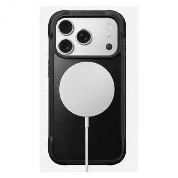 Puzdro na telefón Nomad Rugged Leather Case pre Apple iPhone 17 Pro, koža/TPU/PC/hliník, vhodné pre obrazovky 16 cm (6,3 palcov), čierne