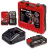 Einhell TE-CD 18/2 Li-i +22 akumulátorová príklepová vŕtačka-skrutkovač 18 V, 1250 ot./min, vrátane 2,5 Ah akumulátora, nabíjačky a kufríka, červená/čierna