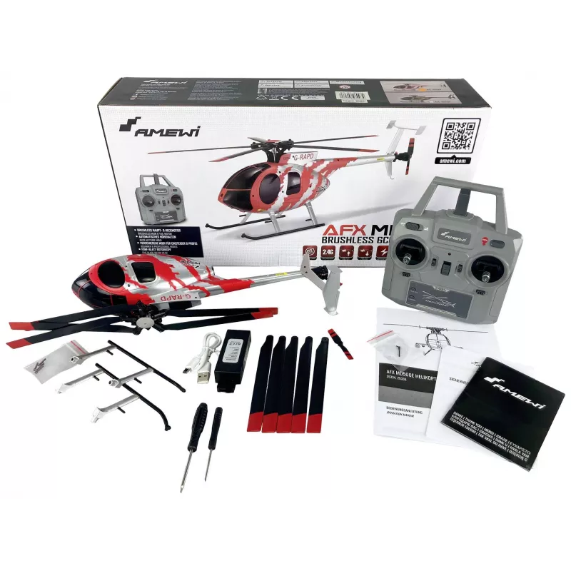 Amewi 25334 AFX MD500E civilný RC vrtuľník, RtF, bezkefkový, 4-kanálový, 325 mm